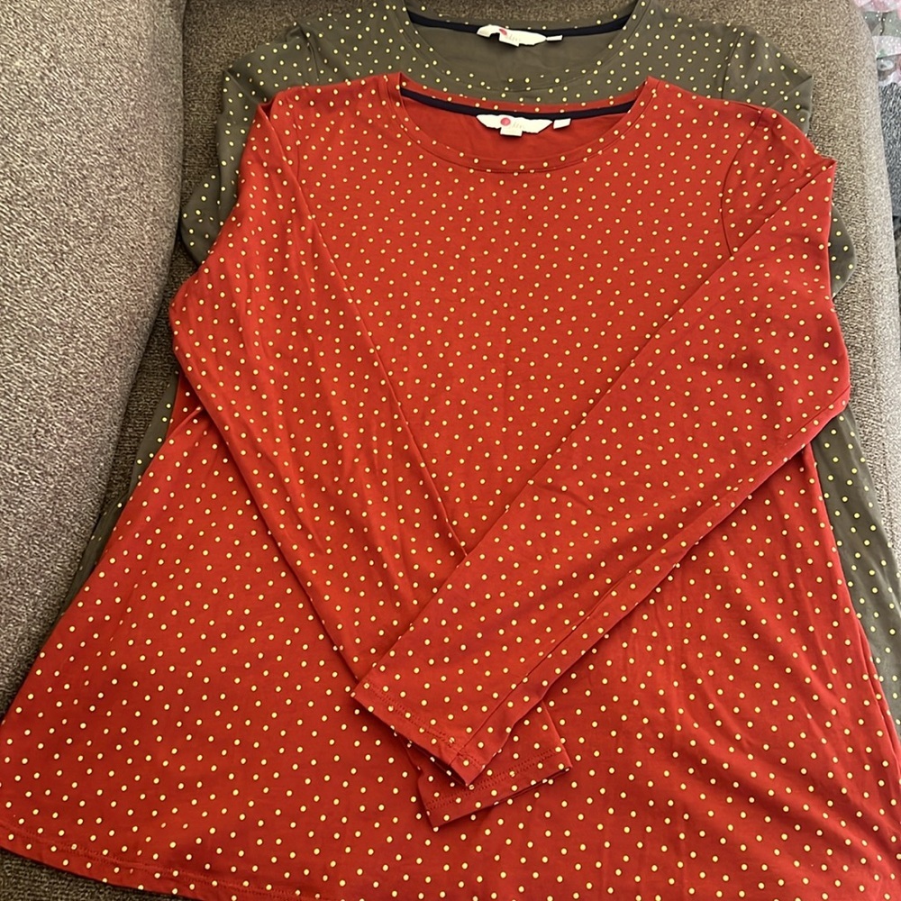 Boden Sabrina Glitter Polka Dot Jersey Swing Top Lot (2) Size S MWOT‎